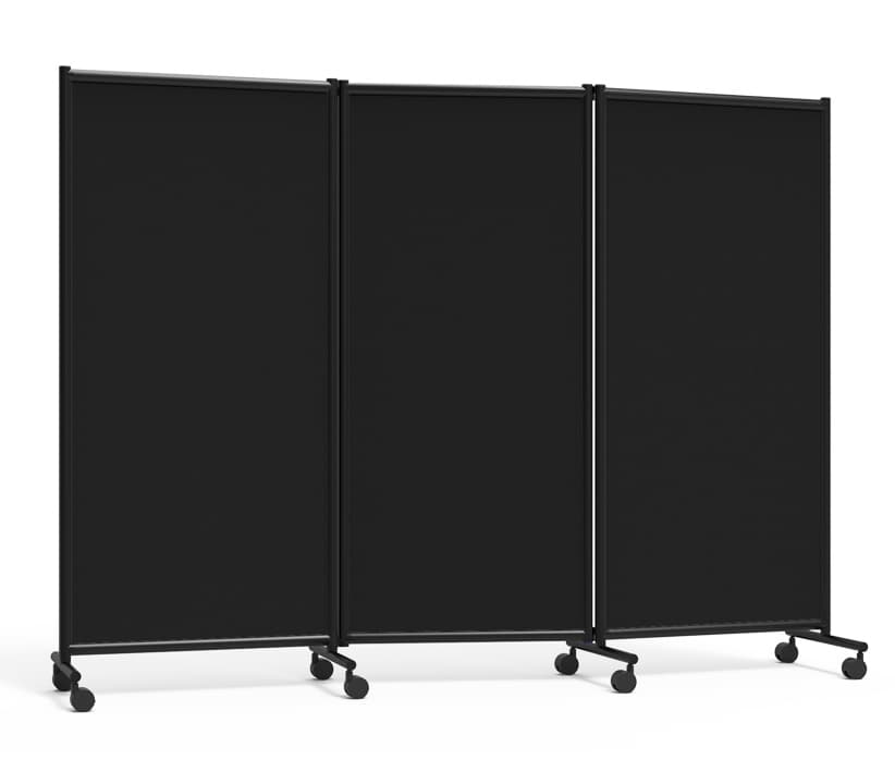 ３つ折り３連パーティションキャスター脚,ブラック