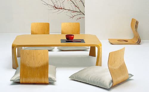 天童木工 座卓テーブル(W1200,D755,H335mm),テーブル＋座椅子４脚